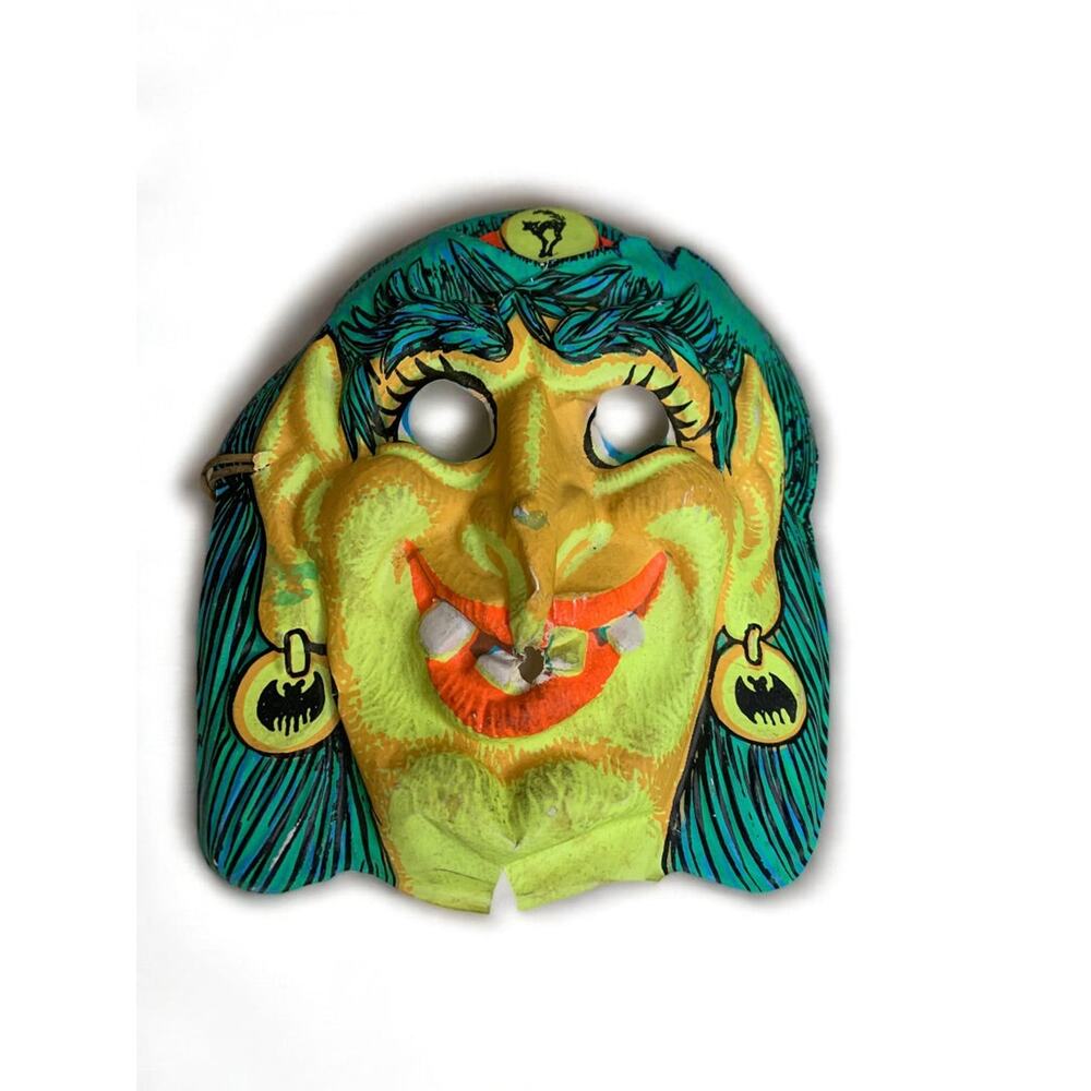 Vintage Gypsy Witch Halloween Mask Star Band 1969 Bright